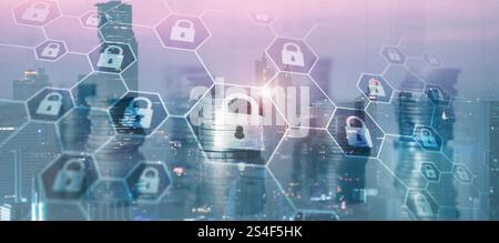 Cybersecurity concept. Data protection universal background. Stock Photo