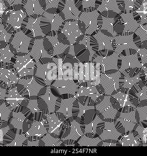 Abstract black fingerprints seamless pattern. Background fingerprint line, vector illustration. Abstract black fingerprints seamless pattern Stock Vector