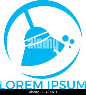 Cleaning service logo design. Concept of squeegee, purification, wet cleaning, mop, cleanup badge, sweeping. Stock Vector