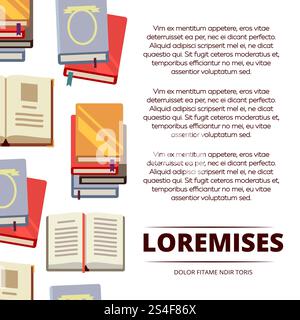 Flat colorful books poster design with white backdrop. Vector illustration. Flat colorful books poster design with white backdrop Stock Vector