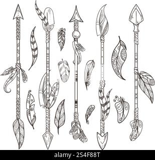 Ethnic background with indian arrows in native style Stock Vector Image ...