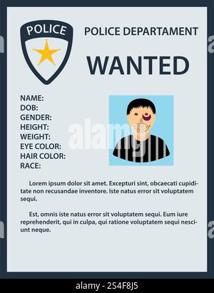 Wanted poster icon. Flat color design. Vector illustration. Stock Vector