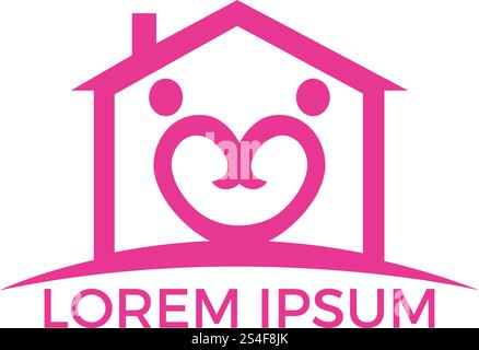 Love House Logo Design. Couple Home Icon. love house vector. Stock Vector