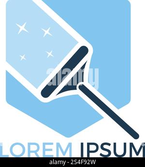 Cleaning service logo design. Concept of squeegee, purification, wet cleaning, mop, cleanup badge, sweeping. Stock Vector