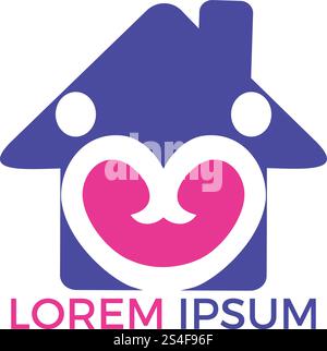 Love House Logo Design. Couple Home Icon. love house vector. Stock Vector