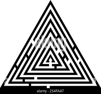 Triangular labyrinth Maze conundrum Labyrinth conundrum icon black color vector illustration flat style simple image Stock Vector