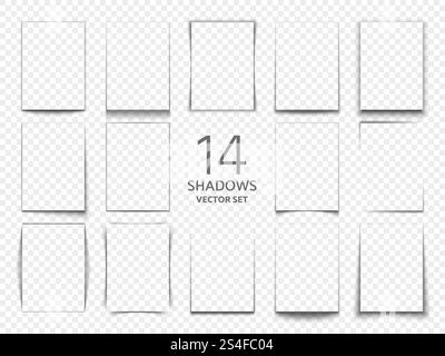 Rectangular shadow box frames from paper sheets. 3d transparent shadows effect. Shadow transparent effect. Vector illustration. Rectangular shadow box frames from paper sheets. 3d transparent shadows effect Stock Vector
