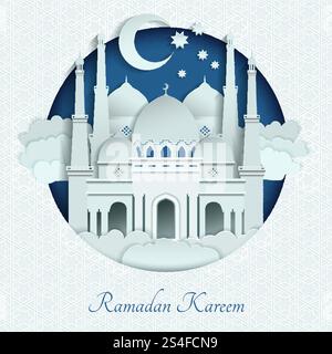 Mosques roofs from paper with long shadows. Islam vector background illustration. Architecture mosques muslim, ramadan kareem banner. Mosques roofs from paper with long shadows. Islam vector background illustration Stock Vector