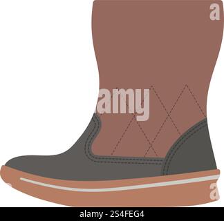 Woman fluffy boot icon. Flat color design. Vector illustration. Stock Vector
