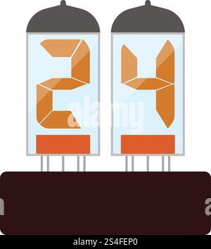 Electric numeral lamp icon. Flat color design. Vector illustration. Stock Vector