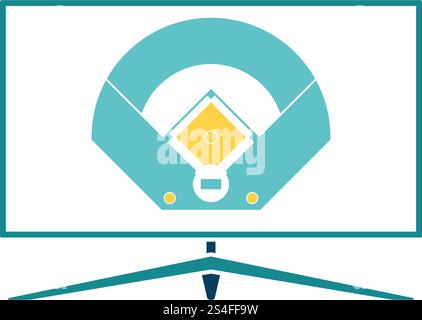 Baseball tv translation icon. Flat color design. Vector illustration. Stock Vector