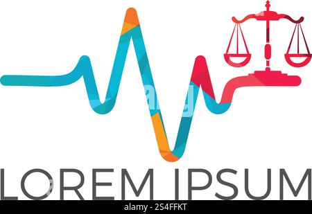 Pulse and balance logo design. Logo concept of antivirus, protection, insurance, privacy, guard. Stock Vector