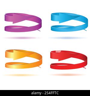Set of circular 3d arrows Stock Vector
