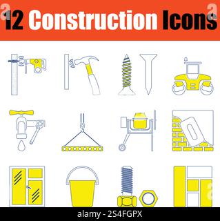 Construction icon set. Thin line design. Vector illustration. Stock Vector