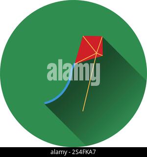 Icon Of Kite In Sky Ui Colors. Flat Color Design. Vector Illustration ...