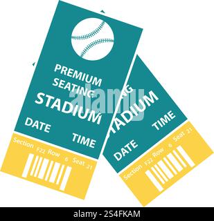 Baseball tickets icon. Flat color design. Vector illustration. Stock Vector
