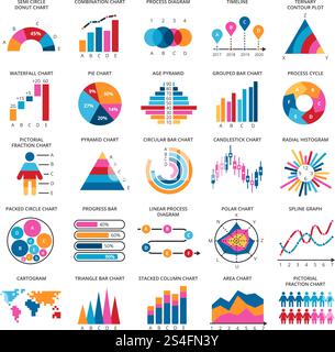 Radial bar infographic chart design template set for dark theme Stock ...