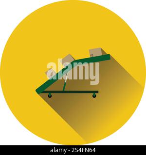 Warehouse transportation system icon. Flat color with shadow design. Vector illustration. Stock Vector