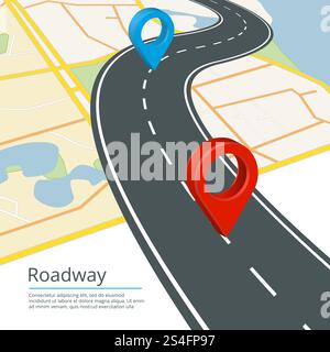 Infographic vector concept of different map directions. Navigations on road. Map travel road street with navigation gps illustration. Infographic vector concept of different map directions. Navigations on road Stock Vector