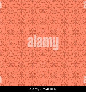 Thin line leaves seamles pattern design. Floral background, vector illustration. Thin line leaves seamles pattern design Stock Vector