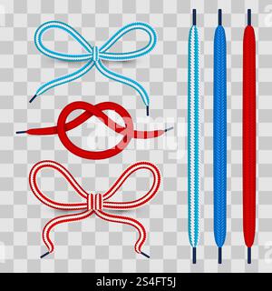 Colorful shoelace for footwear isolated on transparent background. Vector illustration. Colorful shoelace for footwear Stock Vector