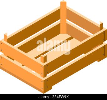 Crate icon. Isometric of crate vector icon for web design isolated on white background. Crate icon, isometric style Stock Vector