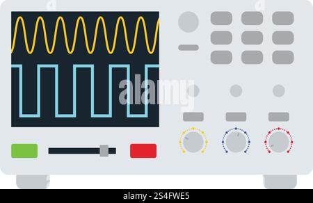 Oscilloscope icon. Flat color design. Vector illustration. Stock Vector