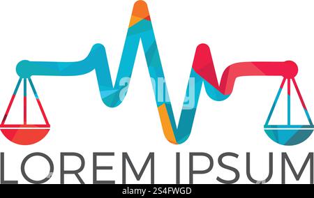 Pulse and balance logo design. Logo concept of antivirus, protection, insurance, privacy, guard. Stock Vector