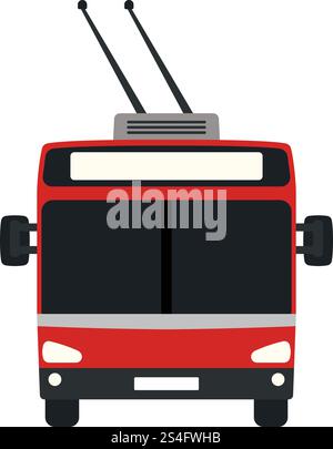 Trolleybus icon front view. Flat color design. Vector illustration. Stock Vector