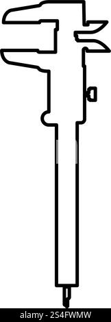 Caliper Hand caliper Sliding caliper Vernier caliper Caliper gage Slide gage Trammel icon black color outline vector illustration flat style simple image. Caliper Hand caliper Sliding caliper Vernier caliper Caliper gage Slide gage Trammel icon black color outline vector illustration flat style image Stock Vector