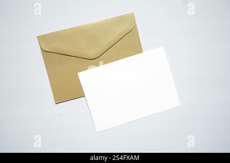 white a4 paper on brown envelope Stock Photo