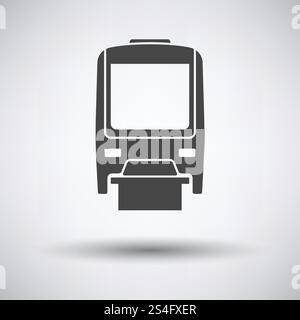 Monorail  icon front view on gray background, round shadow. Vector illustration. Stock Vector