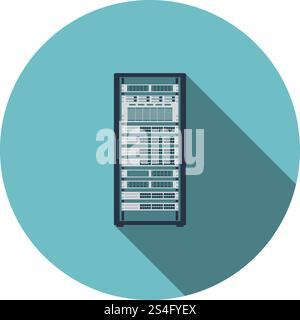 Server rack icon. Flat color design. Vector illustration. Stock Vector