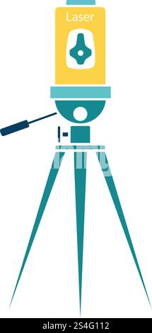 Laser level tool icon. Flat color design. Vector illustration. Stock Vector