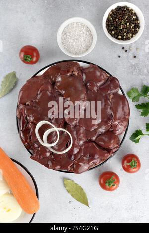 Raw uncooked liver and spices for cooking Stock Photo - Alamy