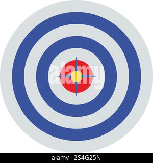 Target with Dart in Center Icon. Flat color design. Startup series. Vector illustration. Stock Vector