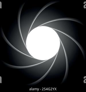 Secret agent gun barrel inside. Super agent theme vector background. Inside pistol barrel swirl and spiral illustration. Secret agent gun barrel inside. Super agent theme vector background Stock Vector