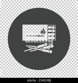 Match box  icon. Subtract stencil design on tranparency grid. Vector illustration. Stock Vector