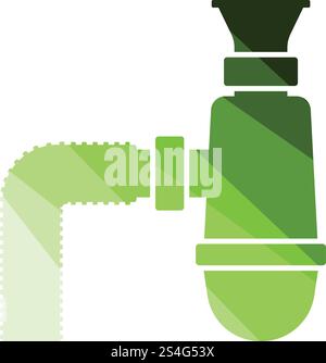 Bathroom siphon icon. Flat color design. Vector illustration. Stock Vector