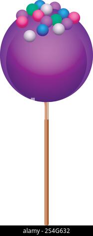Purple lollipop icon. Isometric of purple lollipop vector icon for web design isolated on white background. Purple lollipop icon, isometric style Stock Vector