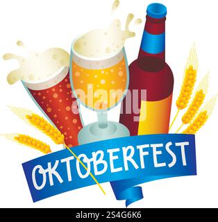 German oktoberfest logo. Isometric of german oktoberfest vector logo for web design isolated on white background. German oktoberfest logo, isometric style Stock Vector