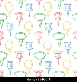 Hand drawn doodle navigation pins seamless pattern background. Vector illustration. Hand drawn doodle navigation pins seamless pattern Stock Vector