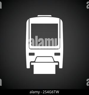 Monorail  icon front view. Black background with white. Vector illustration. Stock Vector