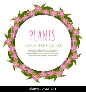 Plants banner concept - green and flowers round banner design. Vector illustration. Plants banner concept - green and flowers round Stock Vector