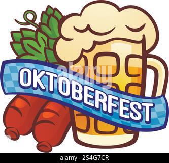 German oktoberfest logo. Cartoon of german oktoberfest vector logo for web design isolated on white background. German oktoberfest logo, cartoon style Stock Vector