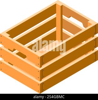 Wood crate icon. Isometric of wood crate vector icon for web design isolated on white background. Wood crate icon, isometric style Stock Vector