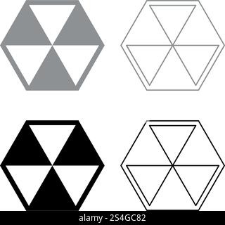 Abstract cube shape Hexagon box icon set black grey color vector illustration flat style simple image Stock Vector