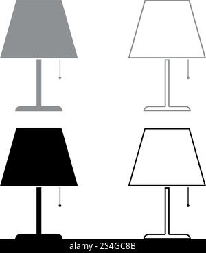 Table lamp Night lamp Clasic lamp icon set black grey color vector illustration flat style simple image Stock Vector