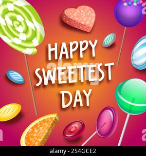 Sweetest candy day concept background. Isometric illustration of sweetest candy day vector concept background for web design. Sweetest candy day concept background, isometric style Stock Vector