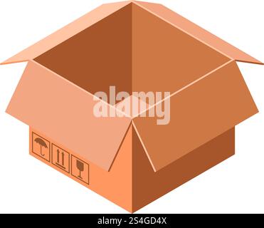 Cardboard box icon. Isometric of cardboard box vector icon for web design isolated on white background. Cardboard box icon, isometric style Stock Vector